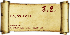 Bojás Emil névjegykártya